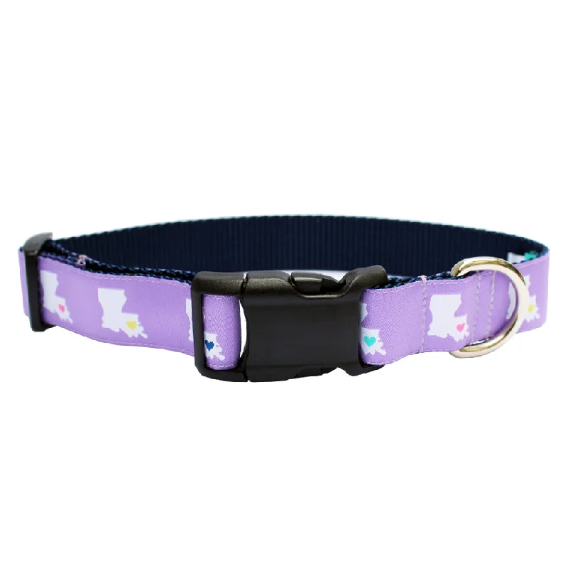 Ash Wednesday Lavender Louisiana Heart Dog Collar