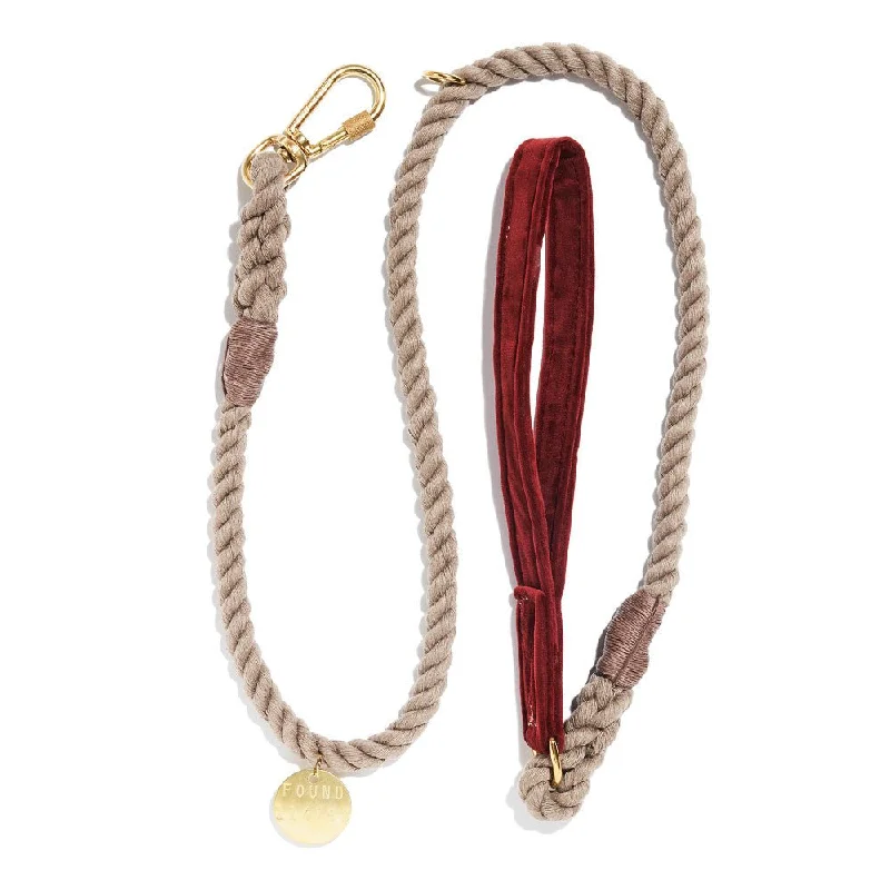 Burgundy Washable Velvet Animal Leash