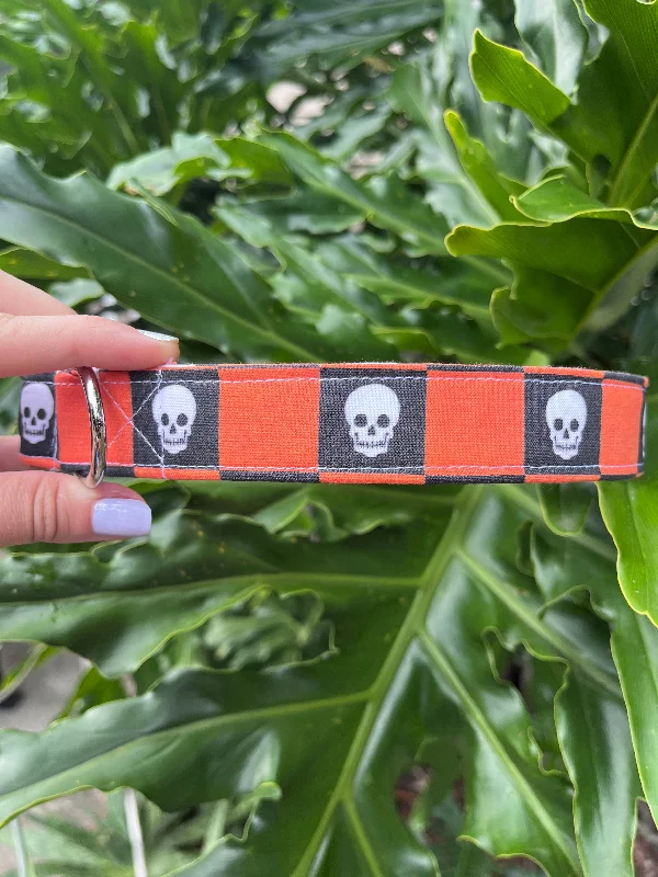 Checkered Skulls Dog Collar