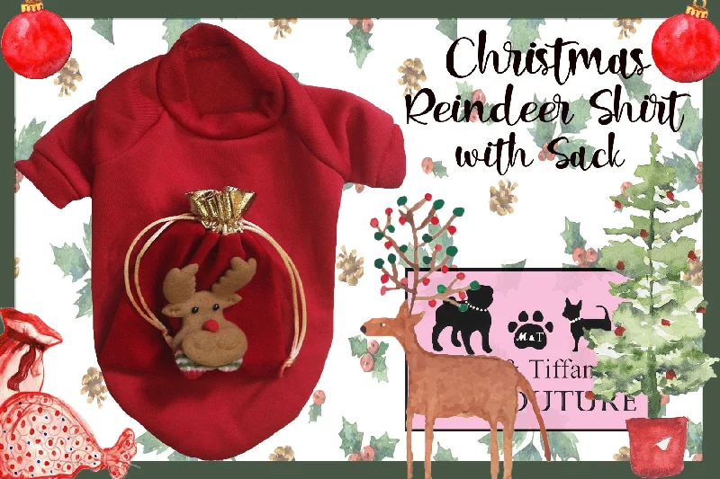 Christmas Reindeer Pet Shirt with Sack