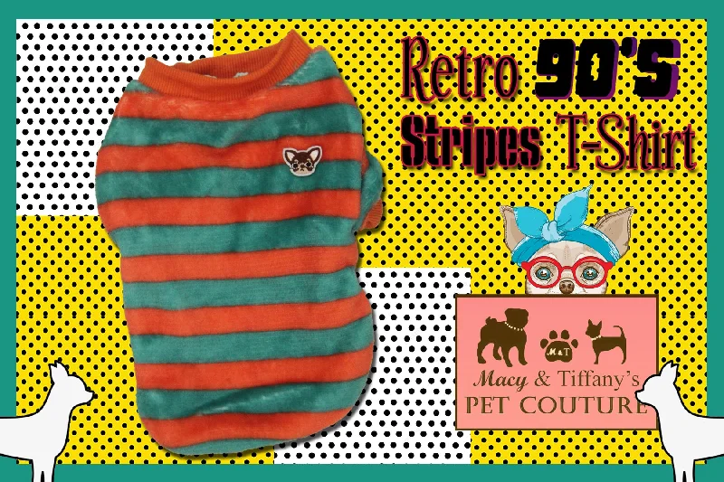 Retro Bright Stripes Pet Shirt (Orange Green)