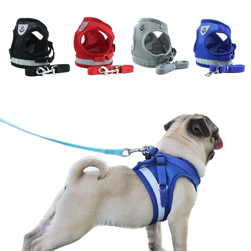 Dog Harness Vest Reflective Walking Lead Leash