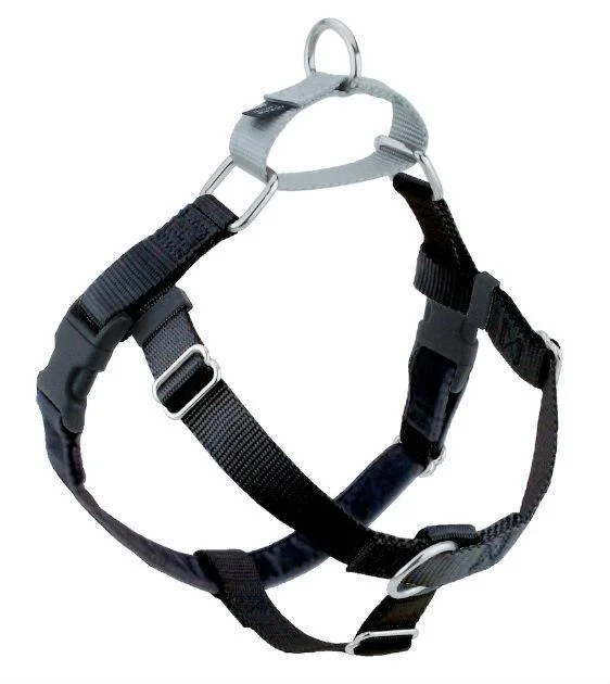 Freedom No-Pull Harness & Leash (Black/Silver) For Dogs