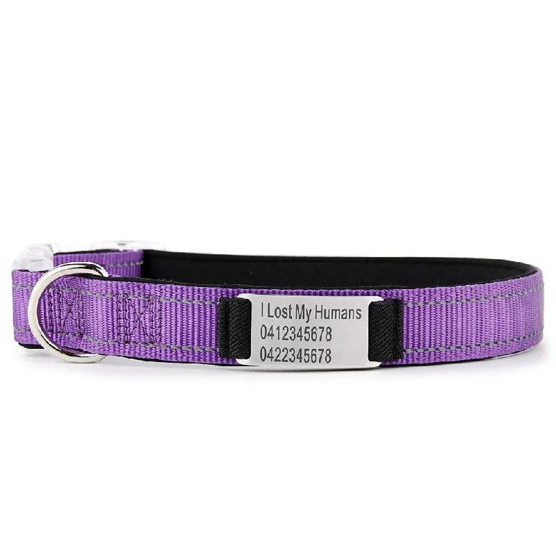 Laser Engraved Padded Dog Collar - Custom, Reflective, Long Lasting