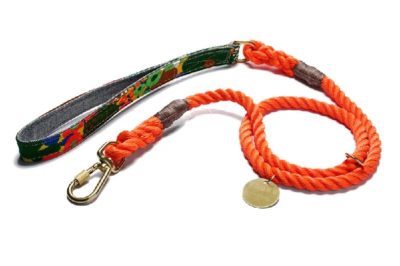 Limited Edition Vintage Floral Dog Leash, Orange