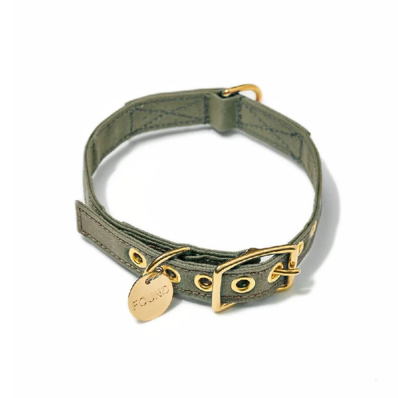 Olive Cotton Canvas Cat & Dog Collar