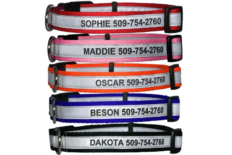 Personalized Engraved Reflective Dog Collar with Quick Release Buckle