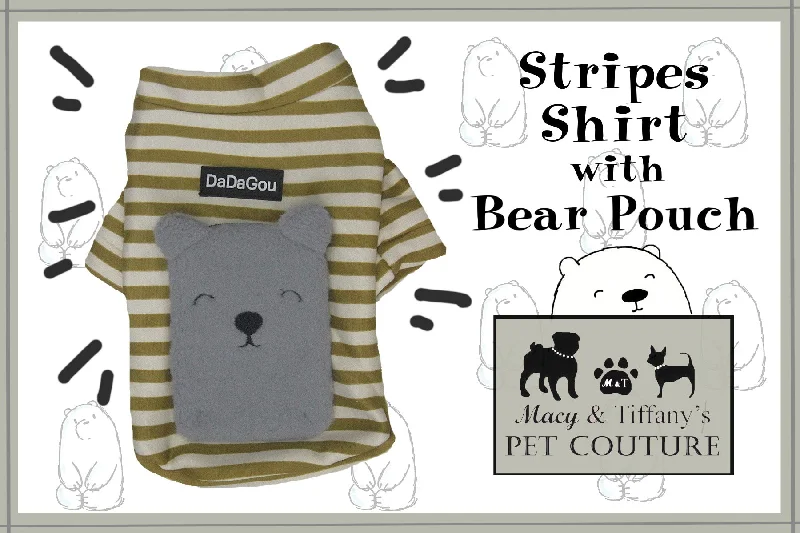 Stripes Pet Shirt with Bear Pouch