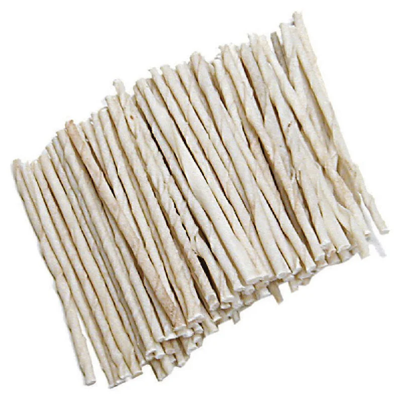 Burgham CattleRanch White Twisted  Rawhide  Stick 5 in x 4-6mm DD-6272