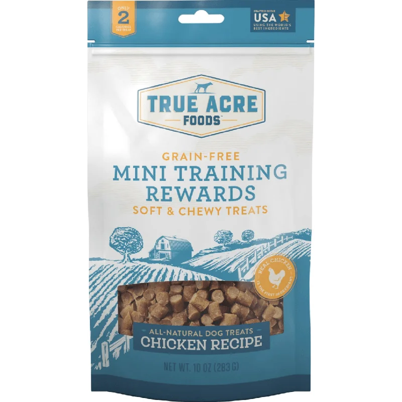 True Acre Foods Chicken Recipe Mini-Training Rewards Grain-Free Soft & Chewy Dog Treats, 10-oz bag