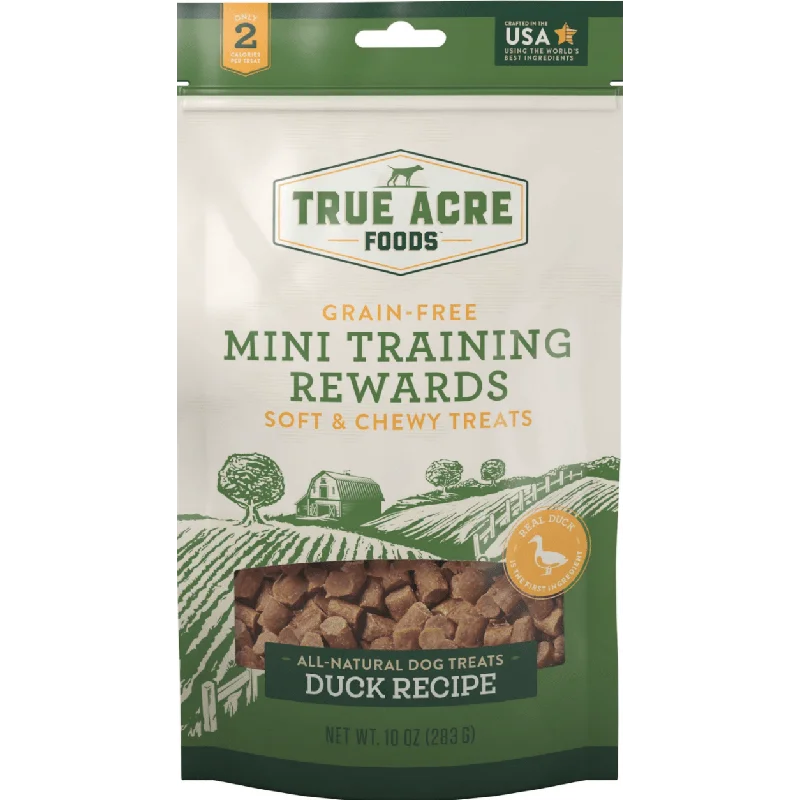 True Acre Foods Duck Recipe Mini-Training Rewards Grain-Free Soft & Chewy Dog Treats, 10-oz bag